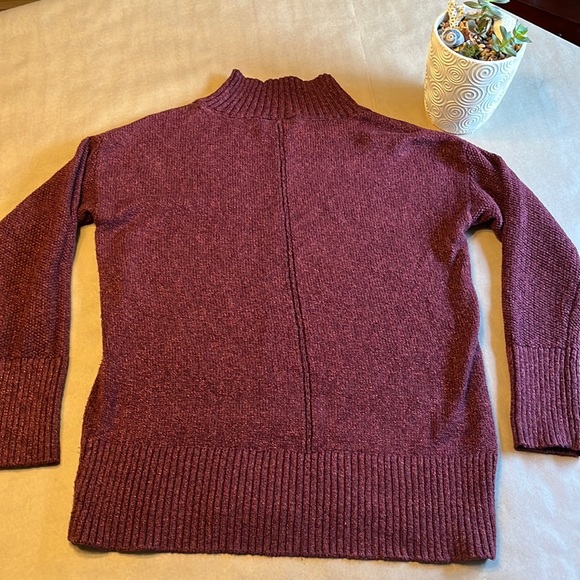Loft Drop Shoulder Mock Next Sweater Size Small Maroon - Picture 6 of 7
